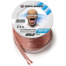 Oehlbach 105 - Speaker Wire SP-15 - Loudspeaker cable flexible Mini-coil (20m / transparent / copper / 2x1, 5 qmm)
