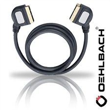 Oehlbach 141 - Easy Connect Scart - Scartkabel 1 x Scart auf 1 x Scart (1 Stk / 1,0 m / schwarz/grau/gold)