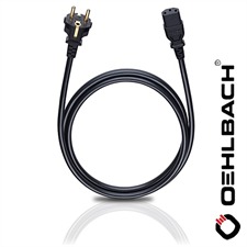Oehlbach 17041 - Powercord C 13 - Netzkabel mit Schukostecker und Kaltgerätekupplung (1 Stück / 3,0 m / schwarz)