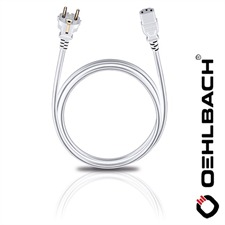 Oehlbach 17044 - Powercord C 13 - Netzkabel mit Schukostecker und Kaltgerätekupplung (1 Stück / 3,0 m / weiß)