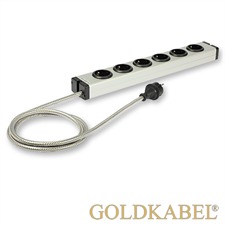 Goldkabel 822458 - POWERLINE MK II 6er Netzleiste (1 Stück / 1,5 m / schwarz/silber)