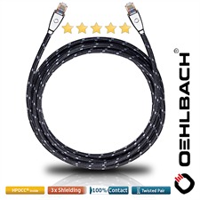 Oehlbach 19392 - XXL Hyper Stream 220 - High-End-Netzwerk-/Streamingkabel, 1 x RJ45 auf 1 x RJ45 (1 Stück / 2,20 m / silber/schwarz)