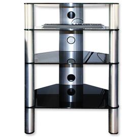 SONOROUS Hi-Fi Standrack - RX 2140-B-SLV (schwarzes Glas / silber gebürstetes Aluminium / Vorführmodell / UVP = 499,- €)