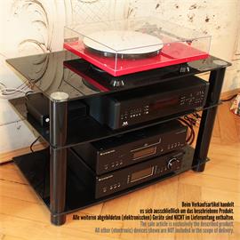 SONOROUS TV / HiFi Rack - LF 6130-B-HBLK (schwarzes Glas / hochglänzend schwarzes Aluminium / Vorführmodell / UVP = 499,- €)