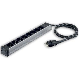 inakustik AC-2502-P8 - Referenz-Netzleiste (8-fach / 3x 2,5 qmm / 3 m / schwarz/silber)