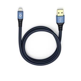 Oehlbach 9324 - USB Plus LI 300 - USB 2.0 Kabel für Mobile Entertainment (1 x USB-A auf 1 x Lightning Connector / 3,0 m / blau/schwarz)