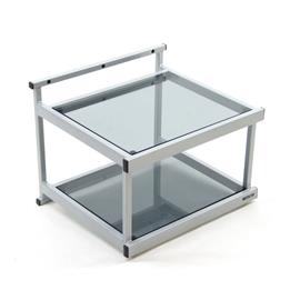 Atacama APOLLO - WT2 SE - Wandhalterung für Plattenspieler + andere HiFi-Geräte (Oberfläche = getöntes Glas / 2 Ebenen / Stahlrahmenhalterung in metallischem silber)