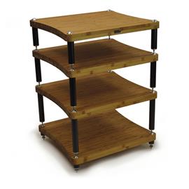 Atacama EVOQUE ECO SE2 65/60 Reference - hochwertiges HiFi Rack (4 Ebenen aus dunklem Bambus Vollholz / Satin schwarze Module / inkl. Spikes)